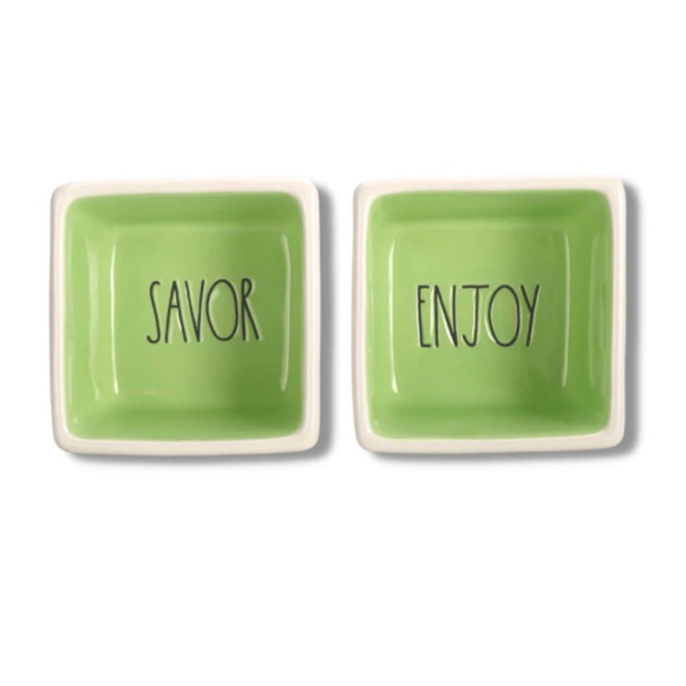 Rae Dunn Ceramic Savor‎ and Enjoy Square Bowl Set